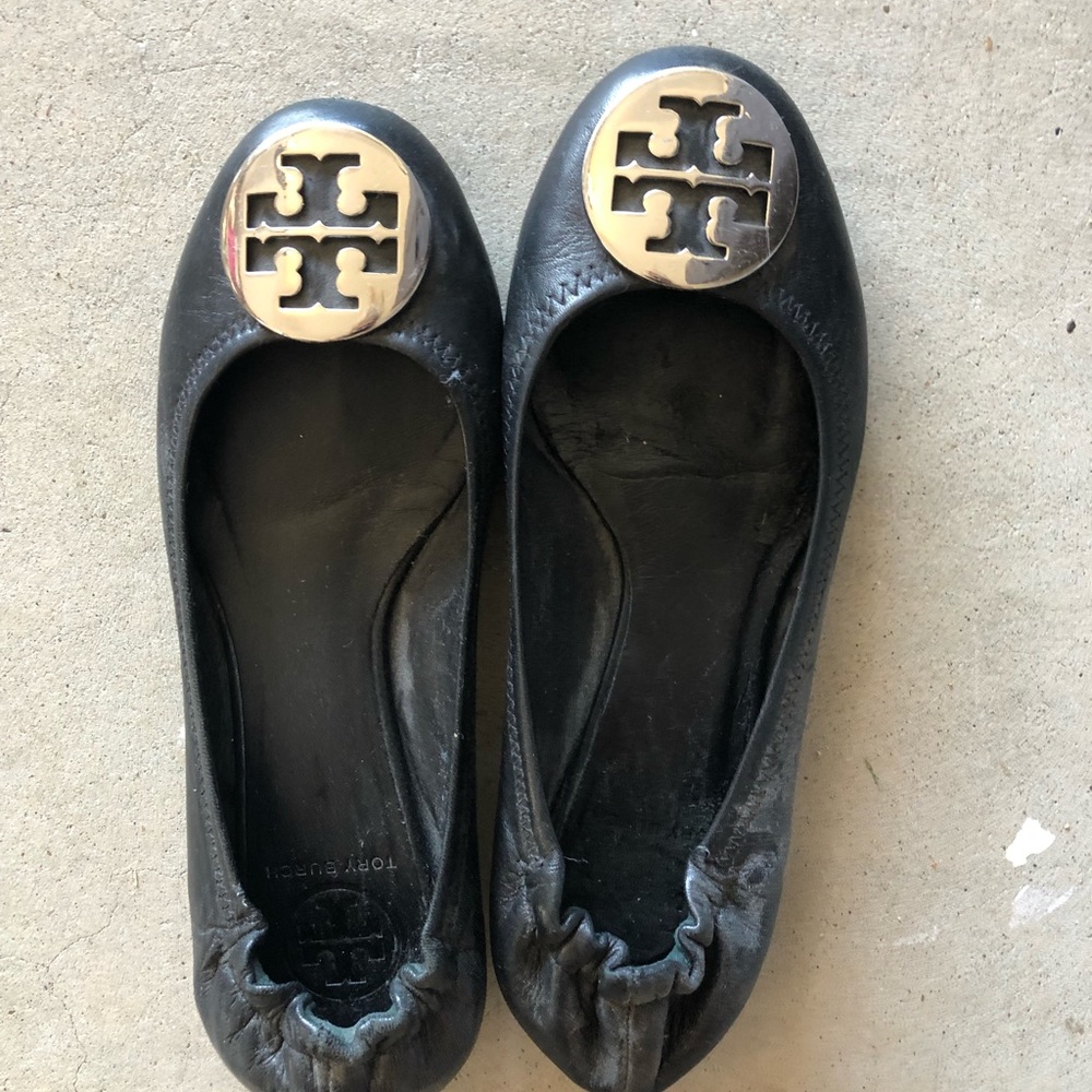 Tory Burch flats (black leather with silver)